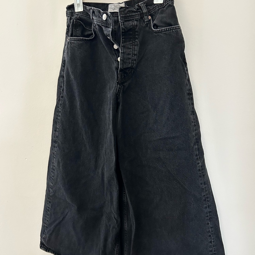 Free People Black Wide-Leg Denim Jeans